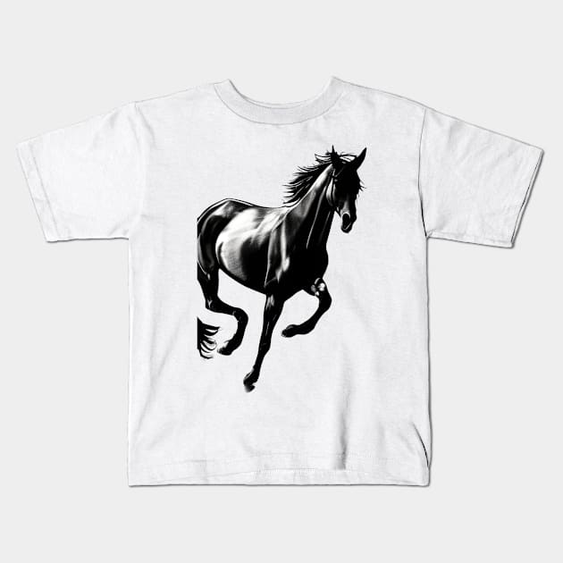 Charcoal Horse Kids T-Shirt by egzojeria